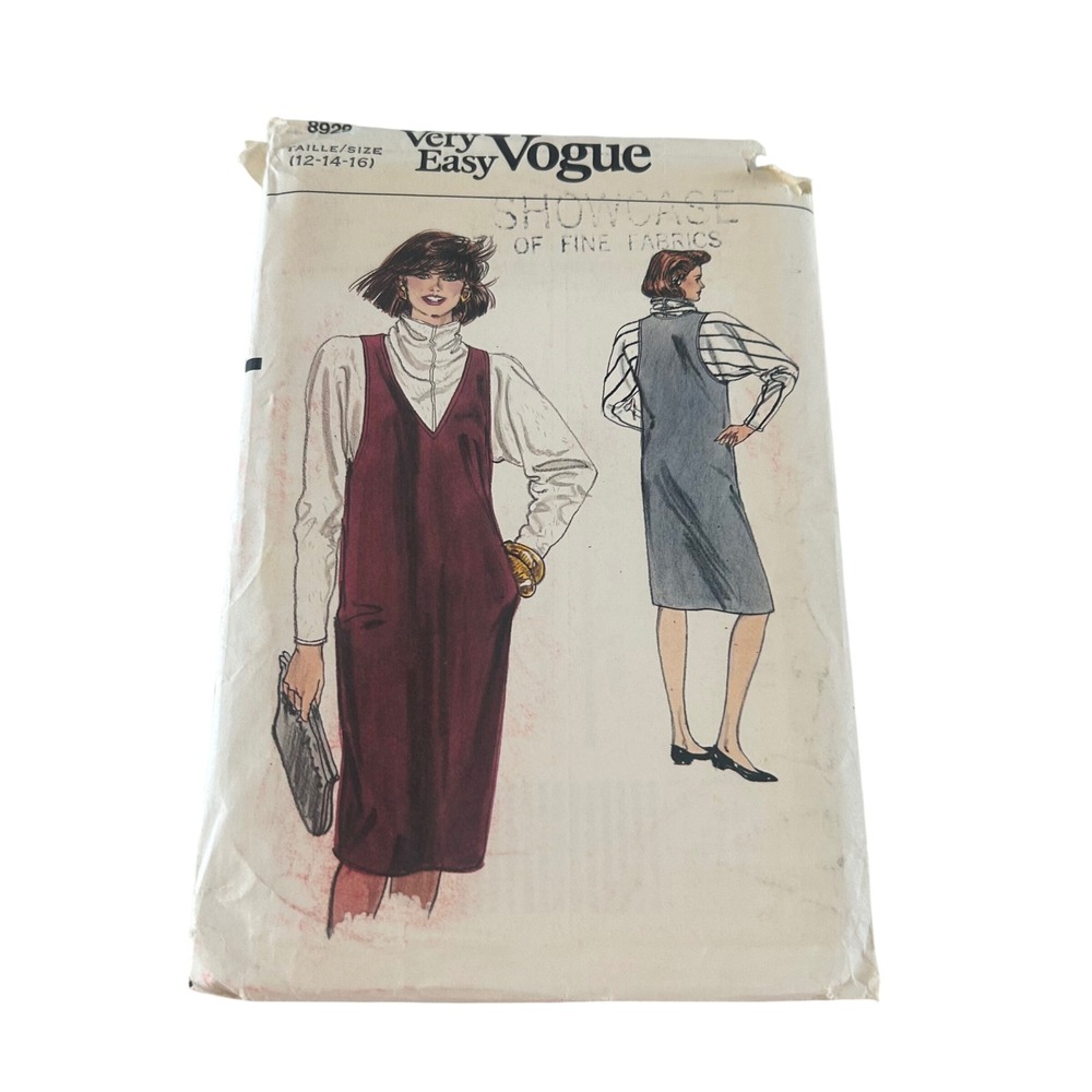 Vogue Sewing Pattern 8929 Misses 12-14-16 Multi Jumper Top 1989 Uncut Vintage